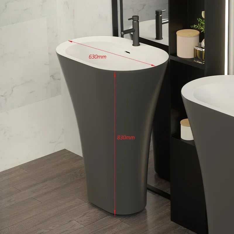 Pedestal Sink One-Piece Solid Surface Freestanding