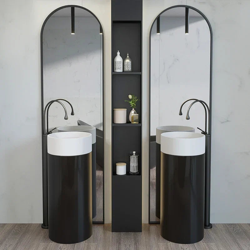 Pedestal Sink One-Piece Solid Surface Freestanding