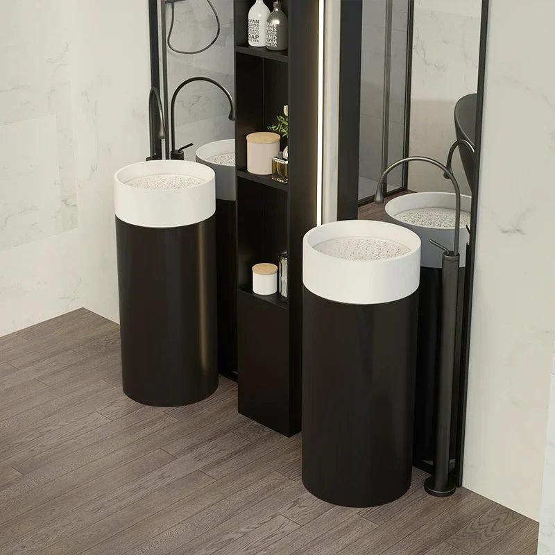 Pedestal Sink One-Piece Solid Surface Freestanding