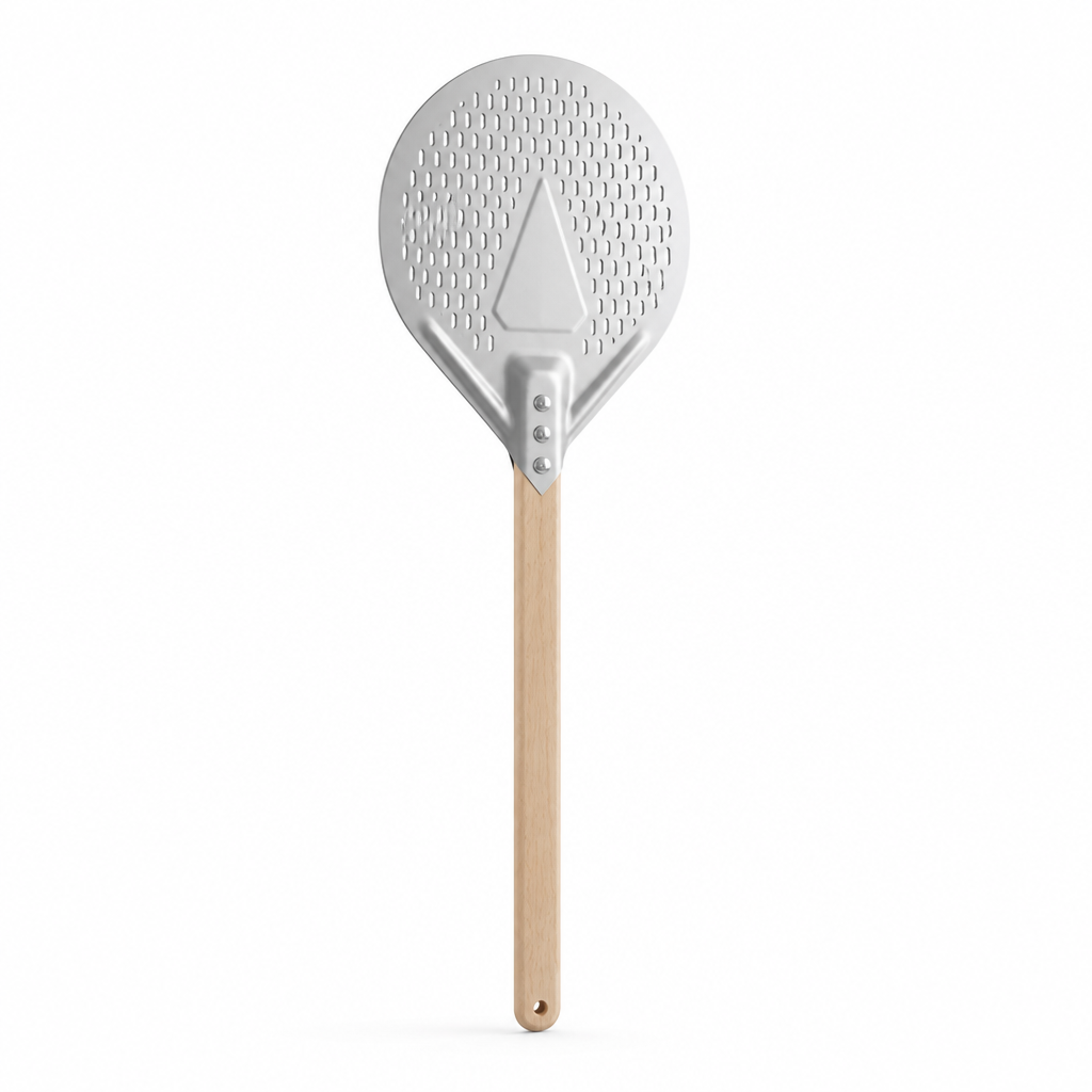 Pizza Peel Perforated Aluminum Blade Long Beech Handle