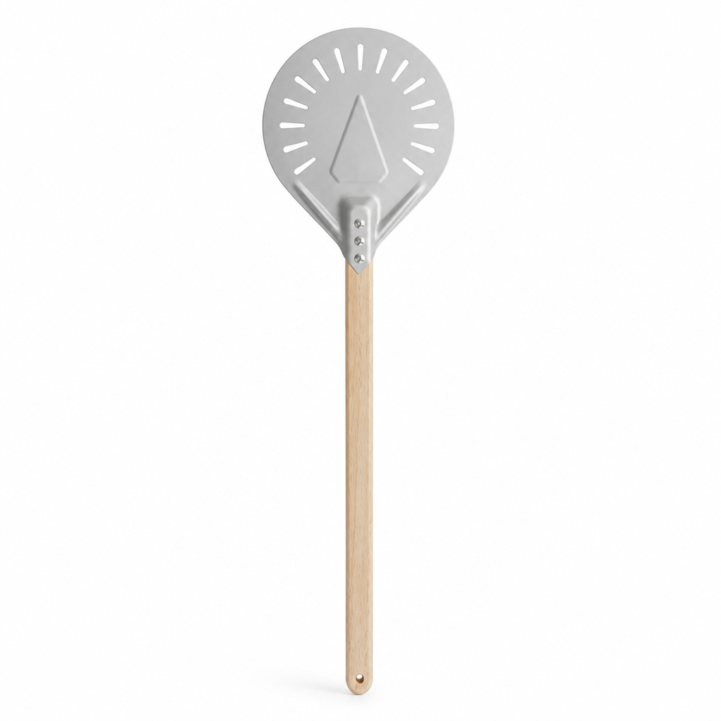 Pizza Peel Perforated Aluminum Blade Long Beech Handle