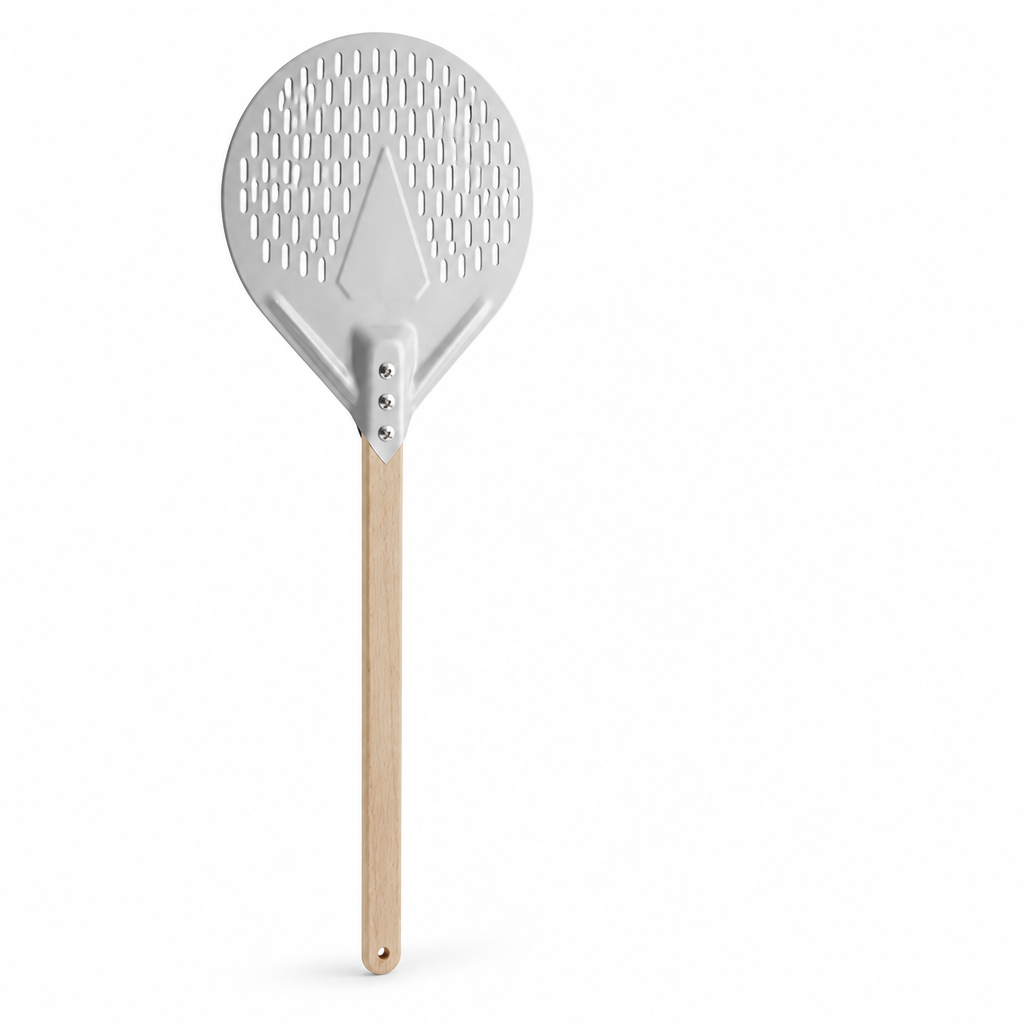 Pizza Peel Perforated Aluminum Blade Long Beech Handle