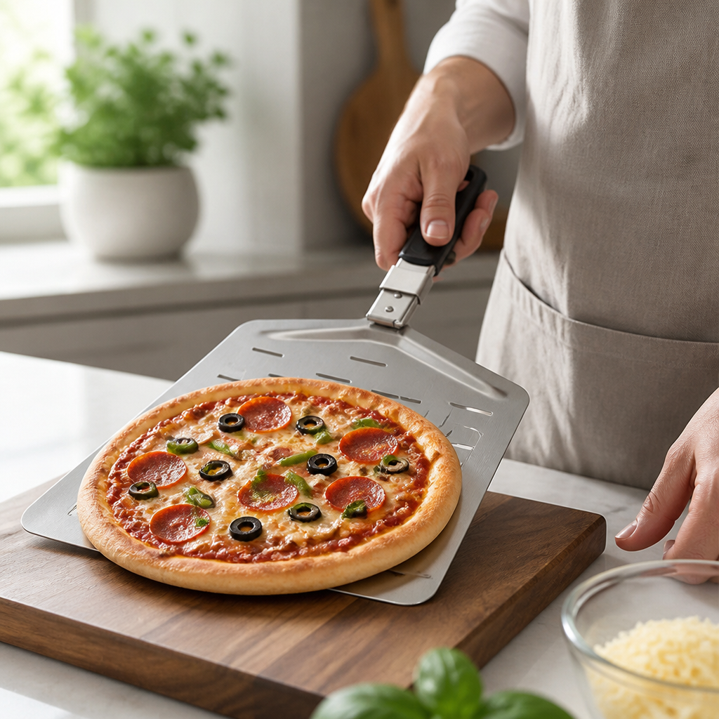Pizza Peel Perforated Stainless Steel Foldable Lockable Handle