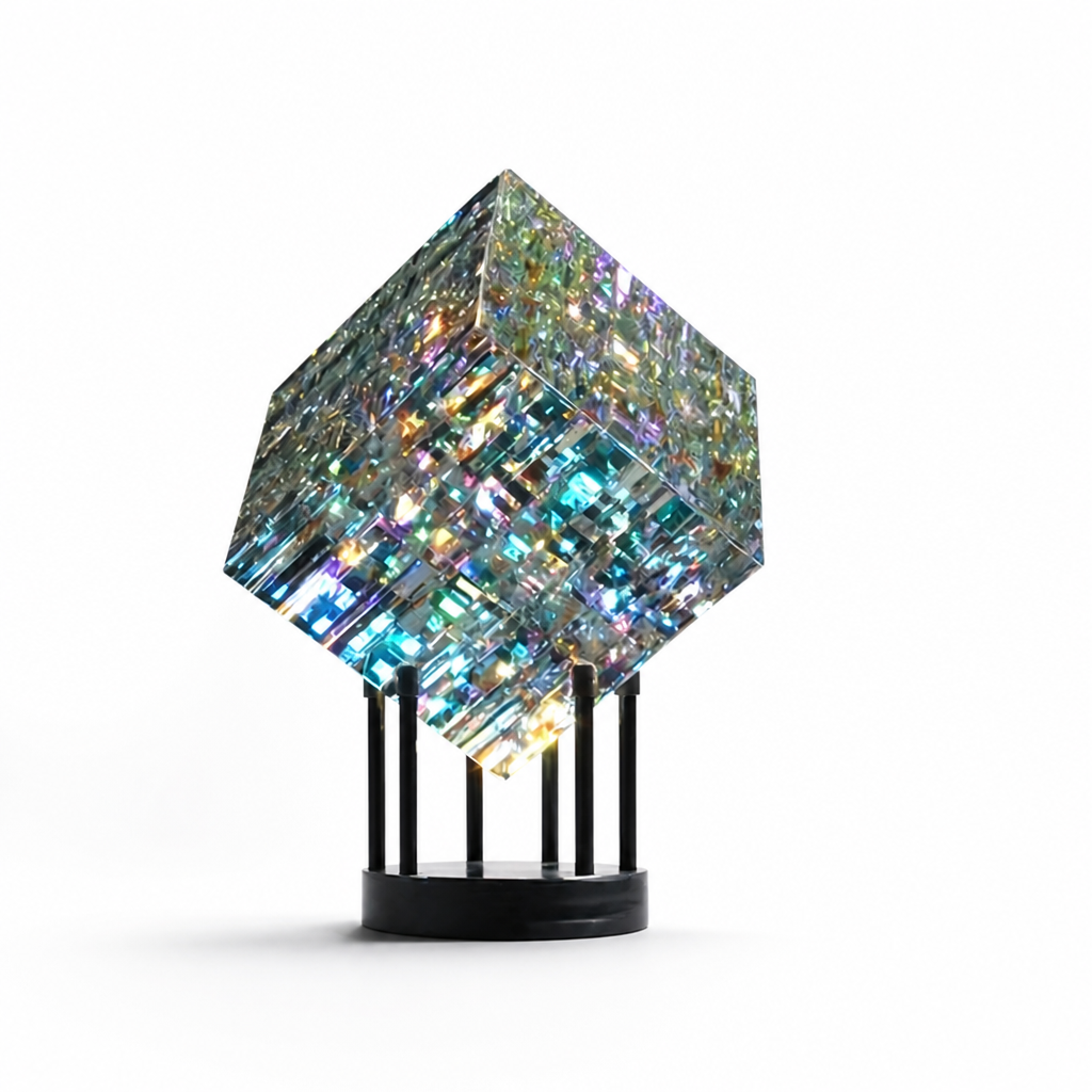 Polished Crystal Prism Cube Desk Centerpiece