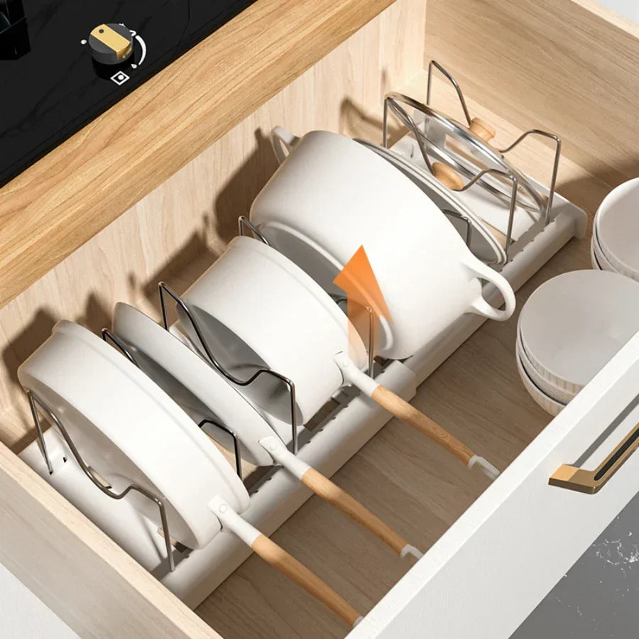 Pot Lid & Utensil Organizer Foldable Space-Saving ABS