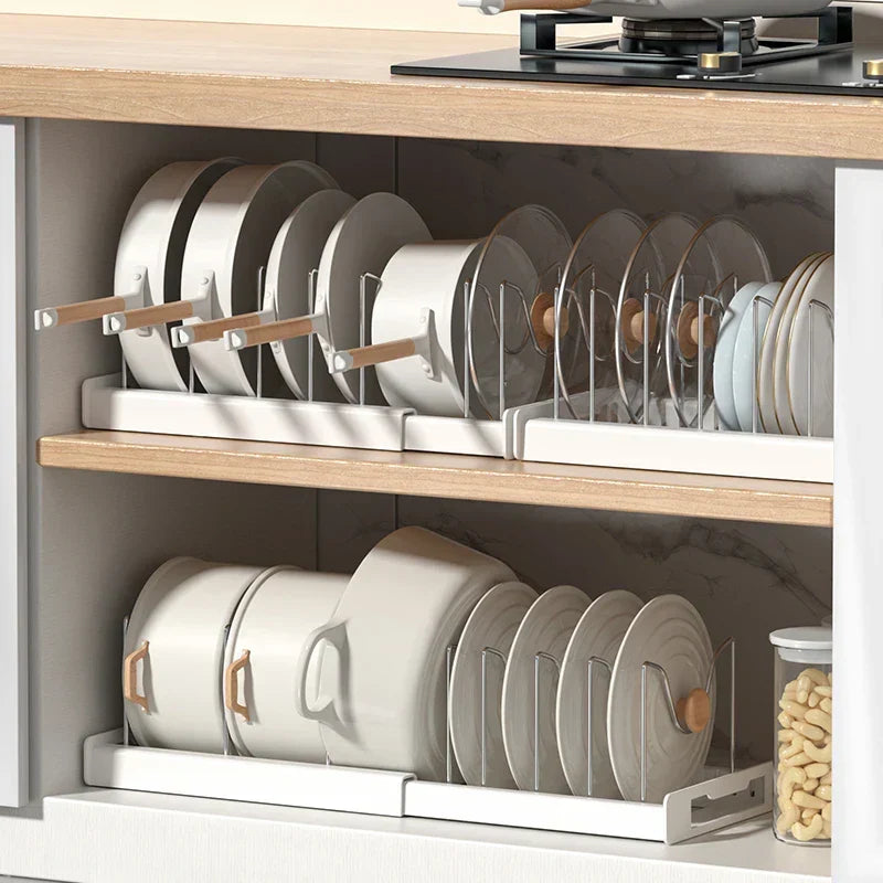 Pot Lid & Utensil Organizer Foldable Space-Saving ABS