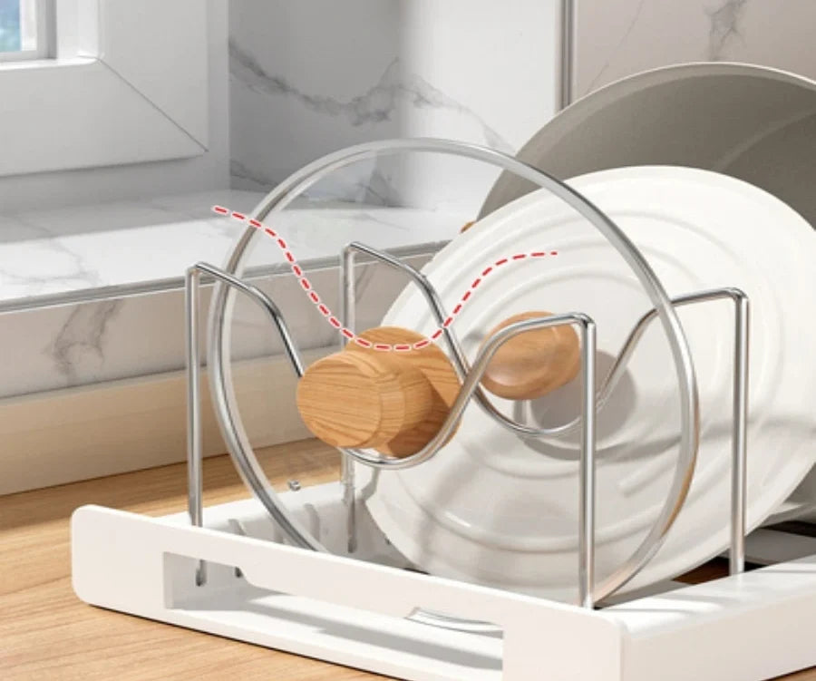 Pot Lid & Utensil Organizer Foldable Space-Saving ABS