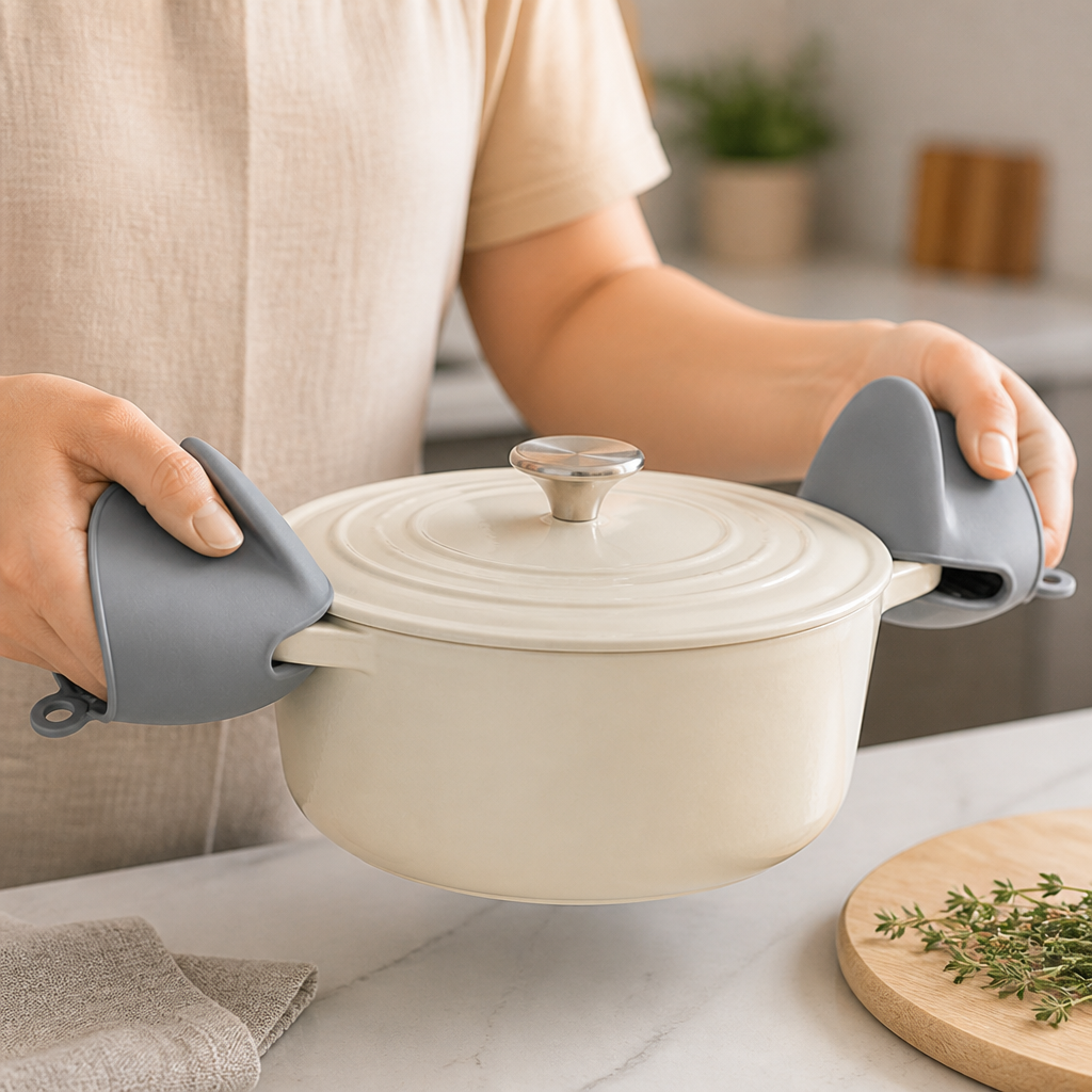 Pot & Pan Holder Heat-Resistant Silicone Textured Grip Dishwasher-Safe