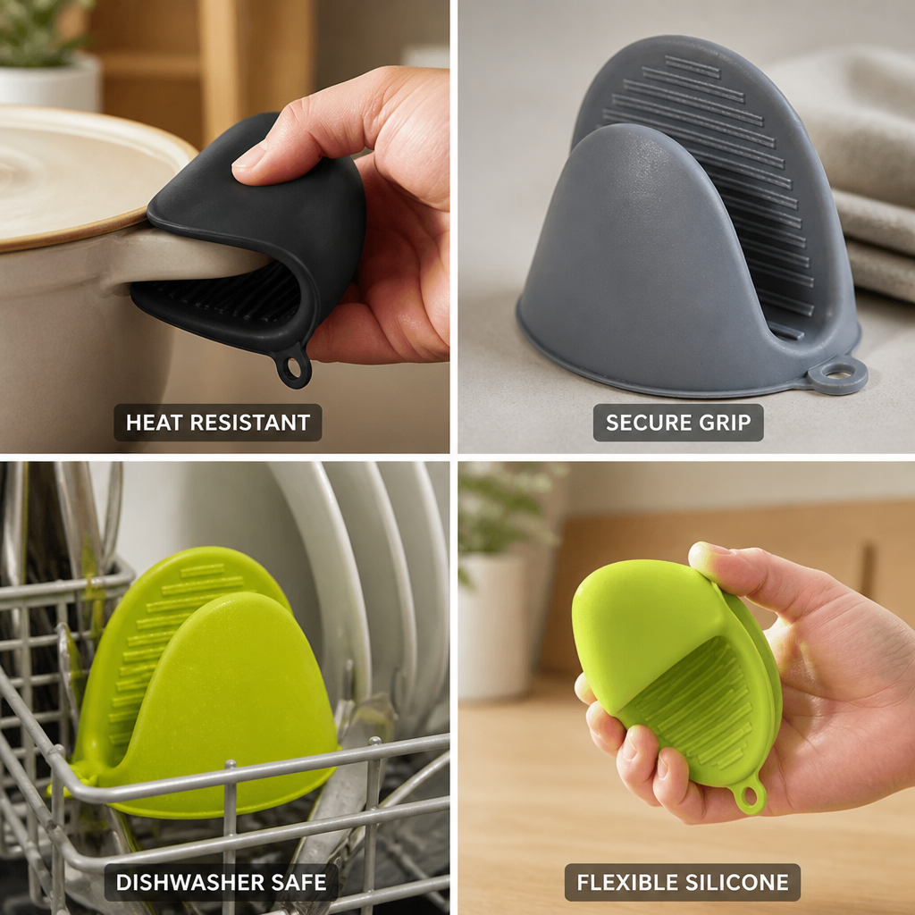 Pot & Pan Holder Heat-Resistant Silicone Textured Grip Dishwasher-Safe