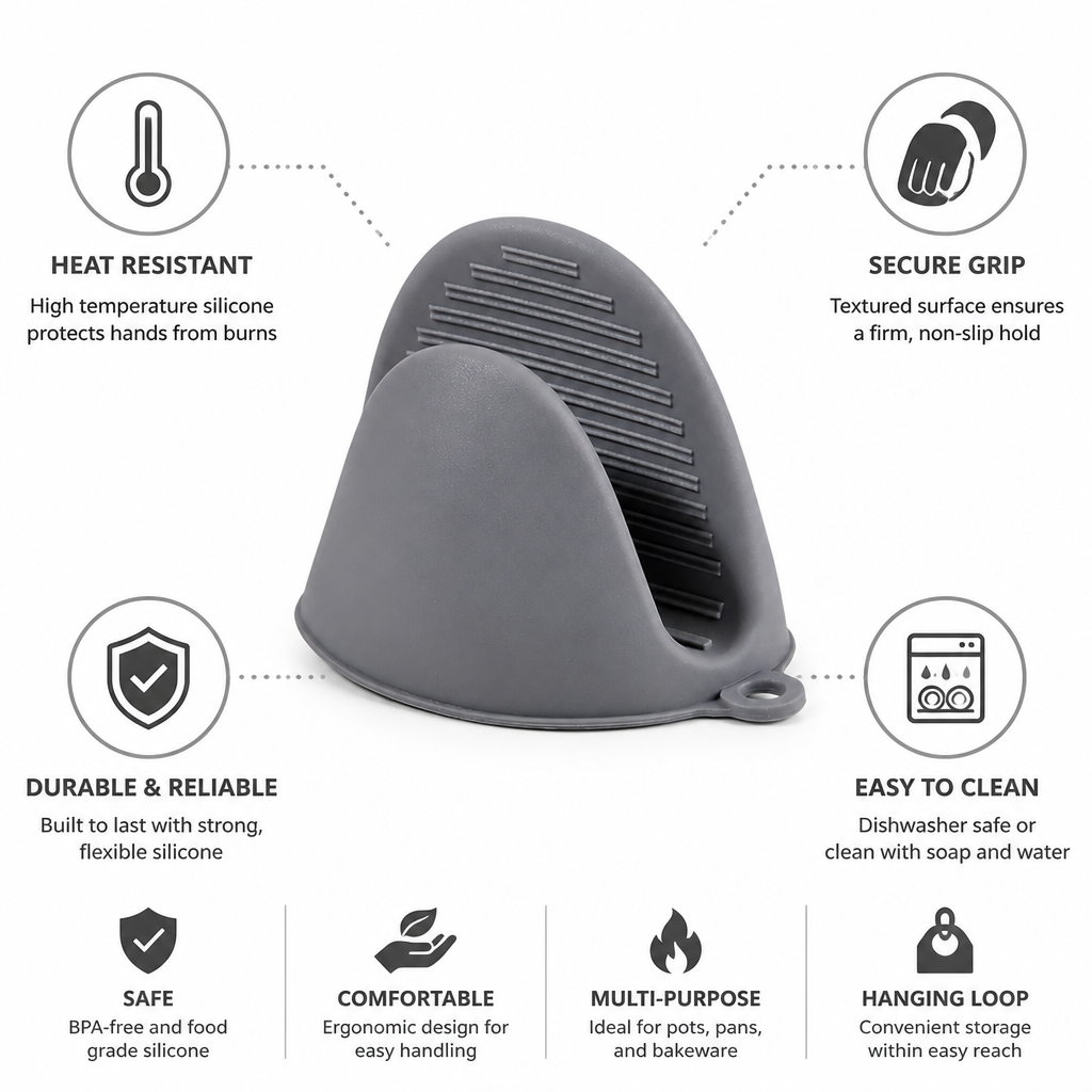 Pot & Pan Holder Heat-Resistant Silicone Textured Grip Dishwasher-Safe