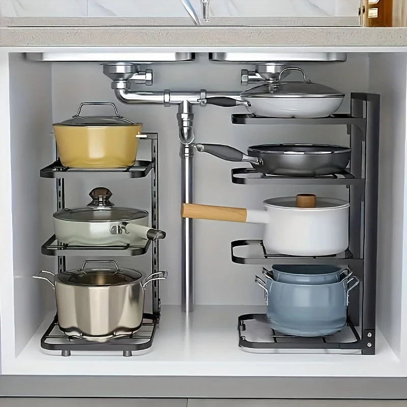 Pot & Pan Organizer Adjustable Multi-Layer Carbon Steel