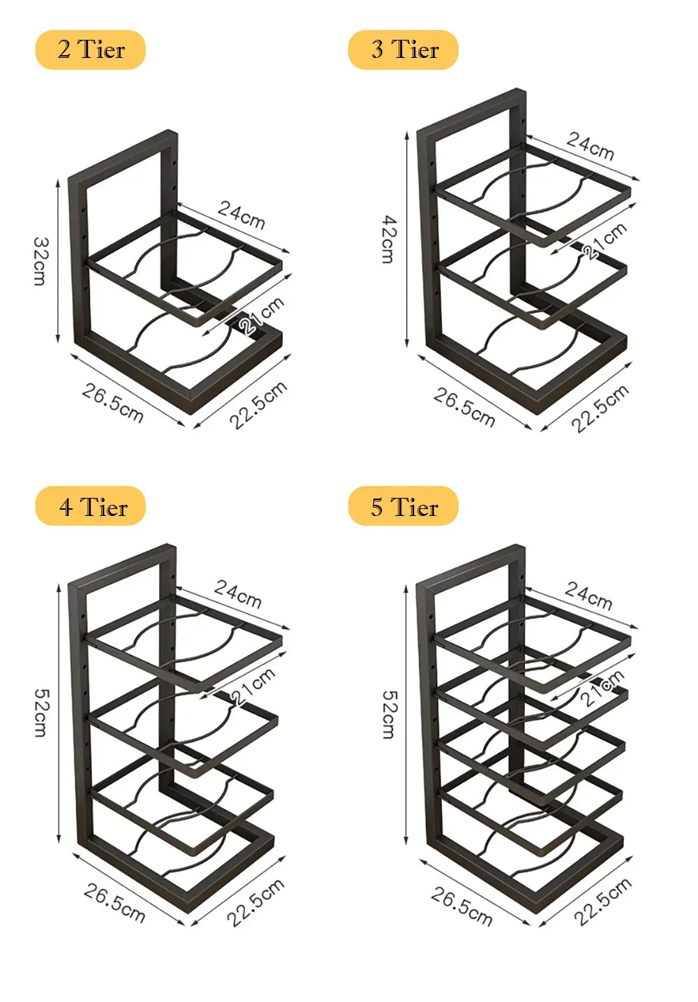 Pot & Pan Organizer Adjustable Multi-Layer Carbon Steel