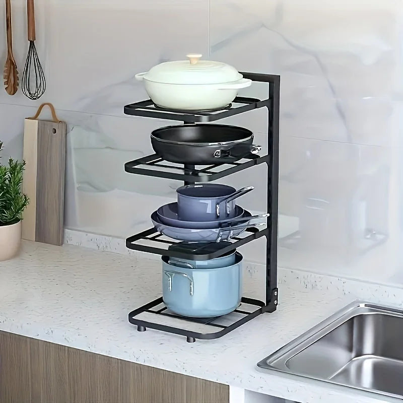 Pot & Pan Organizer Adjustable Multi-Layer Carbon Steel