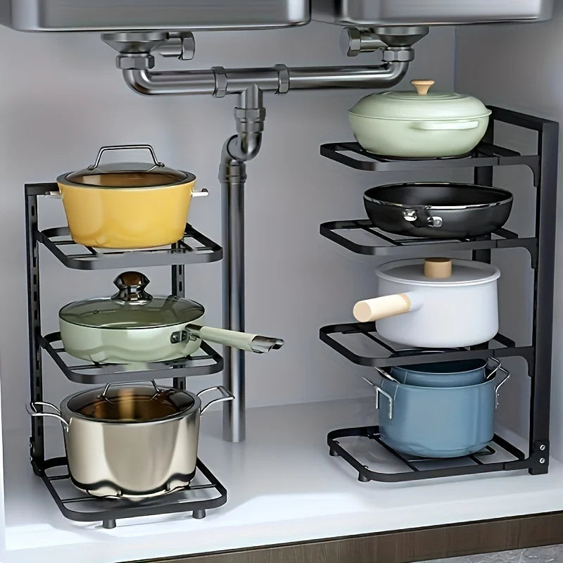 Pot & Pan Organizer Adjustable Multi-Layer Carbon Steel