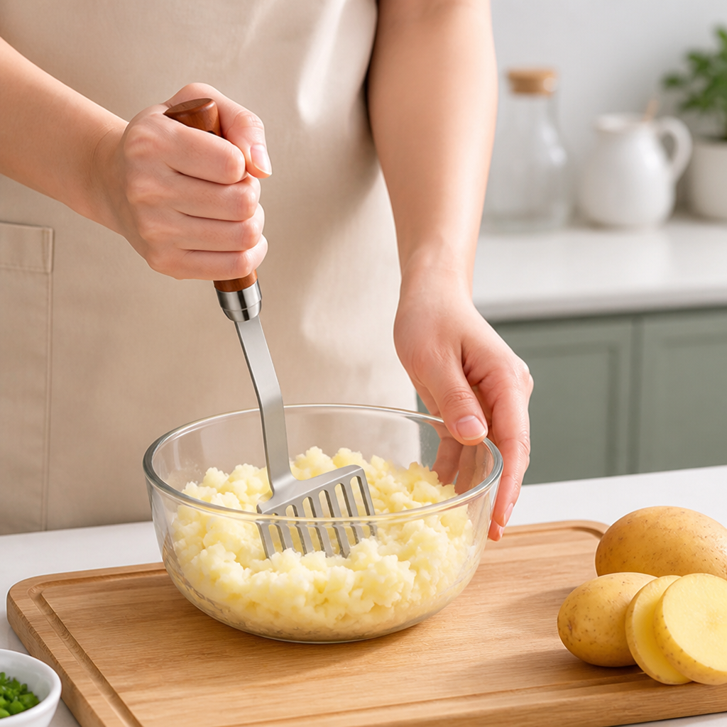 Potato Masher One-Piece Stainless Steel Ergonomic Handle