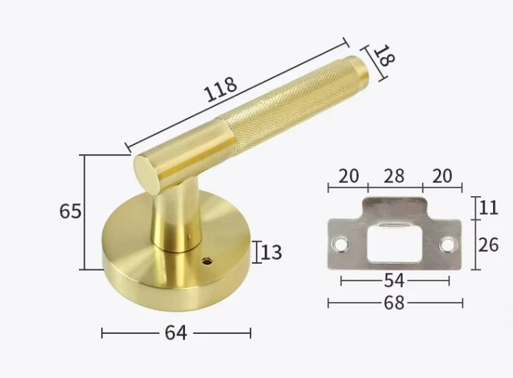 Privacy Door Lever Knurled Handle Keyless Lock
