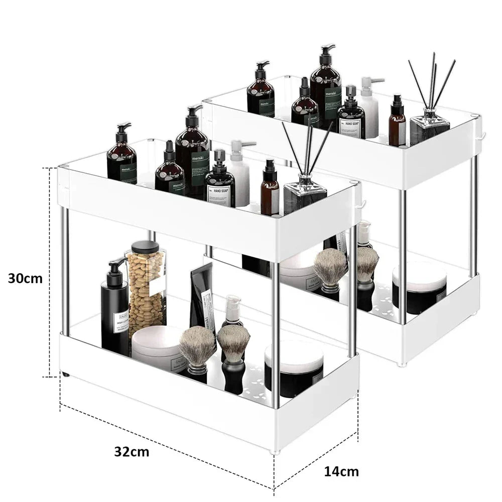 Pull-Out Cabinet Organizer 2-Tier Tool-Free