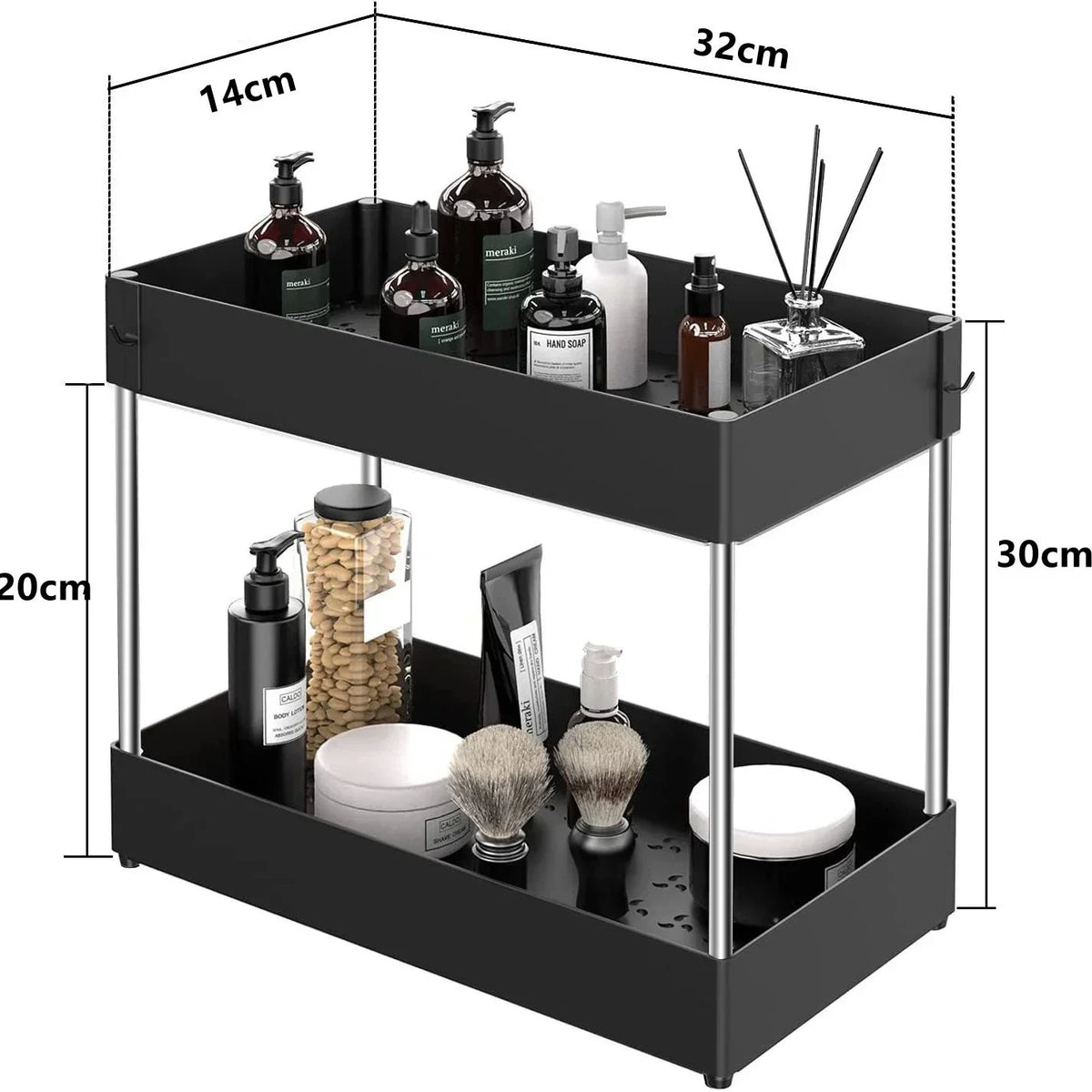 Pull-Out Cabinet Organizer 2-Tier Tool-Free