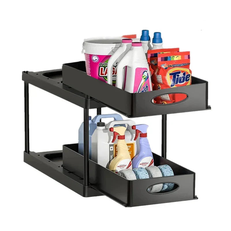 Pull-Out Cabinet Organizer 2-Tier Tool-Free