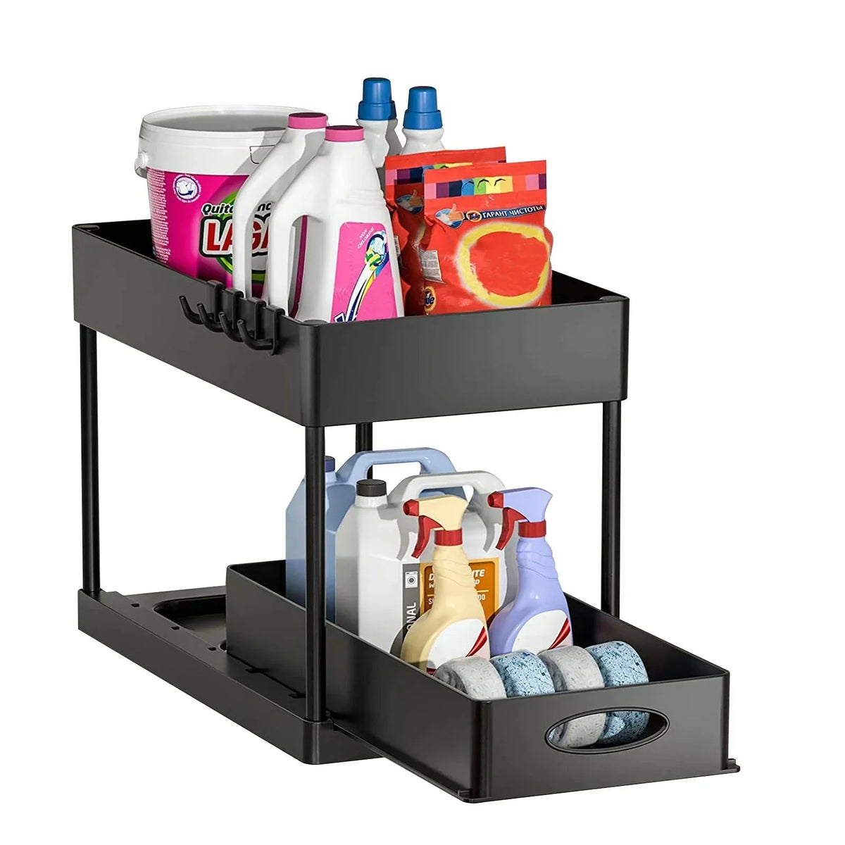 Pull-Out Cabinet Organizer 2-Tier Tool-Free