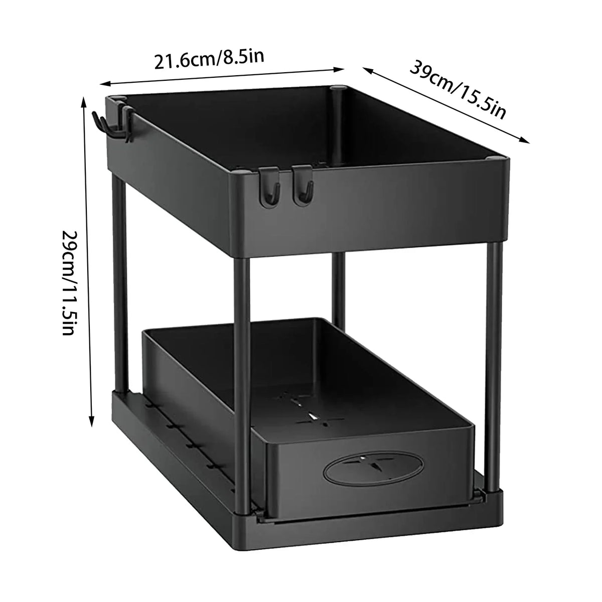 Pull-Out Cabinet Organizer 2-Tier Tool-Free