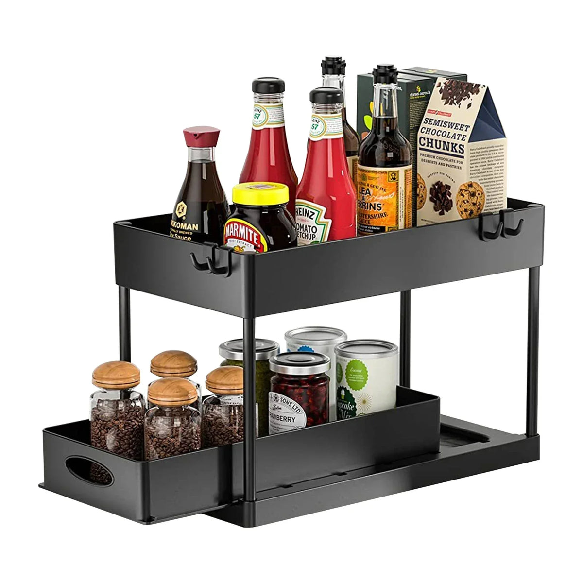 Pull-Out Cabinet Organizer 2-Tier Tool-Free