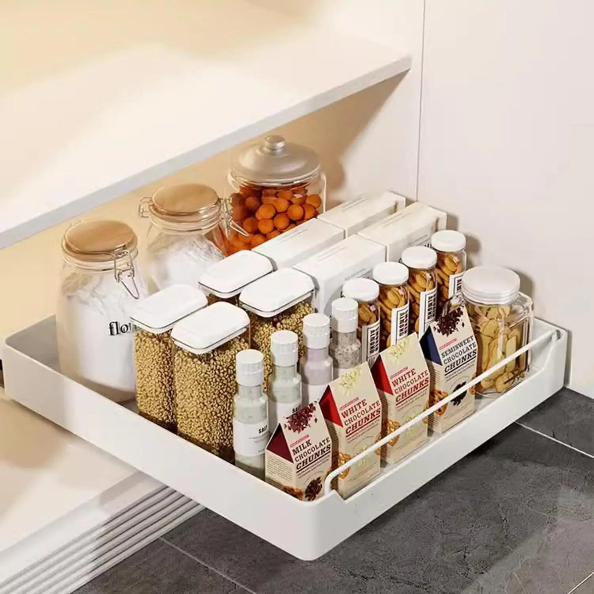 Pull-Out Cabinet Organizer No-Drill Carbon Steel Smooth Damping Rails