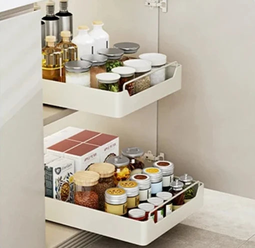 Pull-Out Cabinet Organizer No-Drill Carbon Steel Smooth Damping Rails