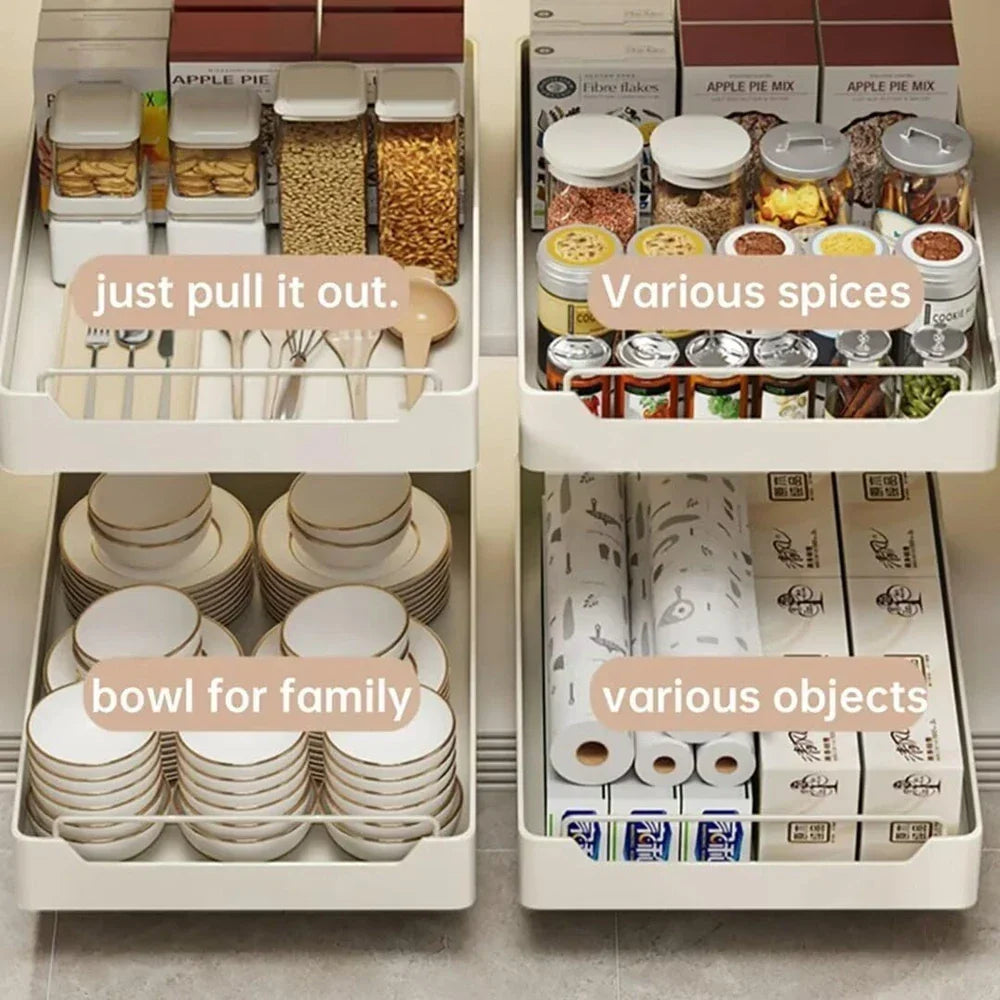 Pull-Out Cabinet Organizer No-Drill Carbon Steel Smooth Damping Rails