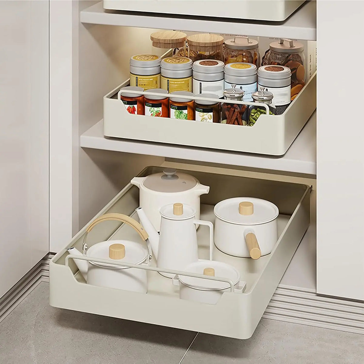 Pull-Out Cabinet Organizer No-Drill Carbon Steel Smooth Damping Rails