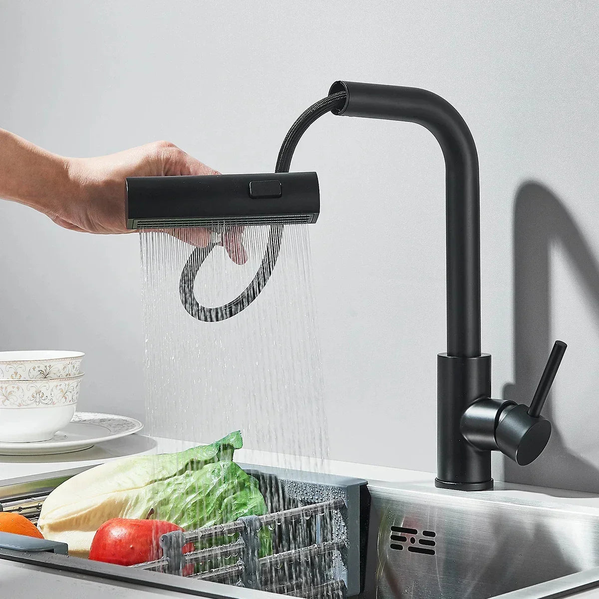 Pull-Out Kitchen Faucet 304 Stainless Steel 6 Spray Modes