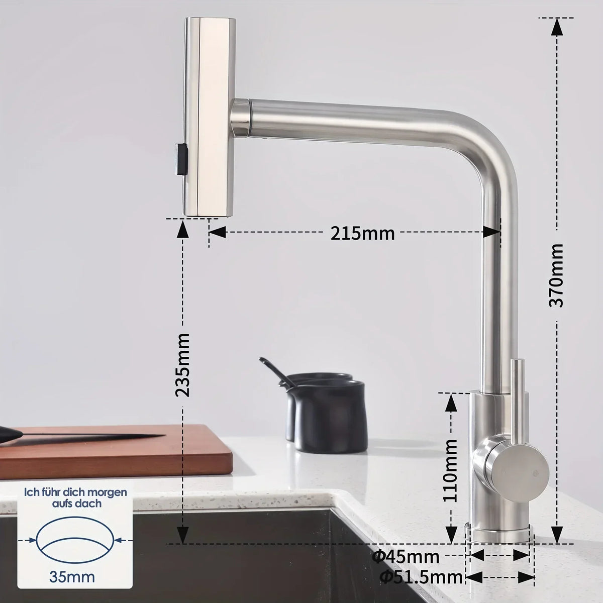 Pull-Out Kitchen Faucet 304 Stainless Steel 6 Spray Modes