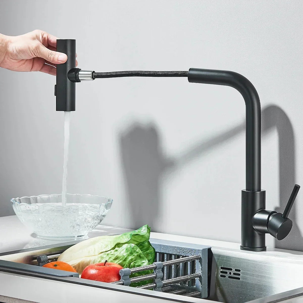 Pull-Out Kitchen Faucet 304 Stainless Steel 6 Spray Modes