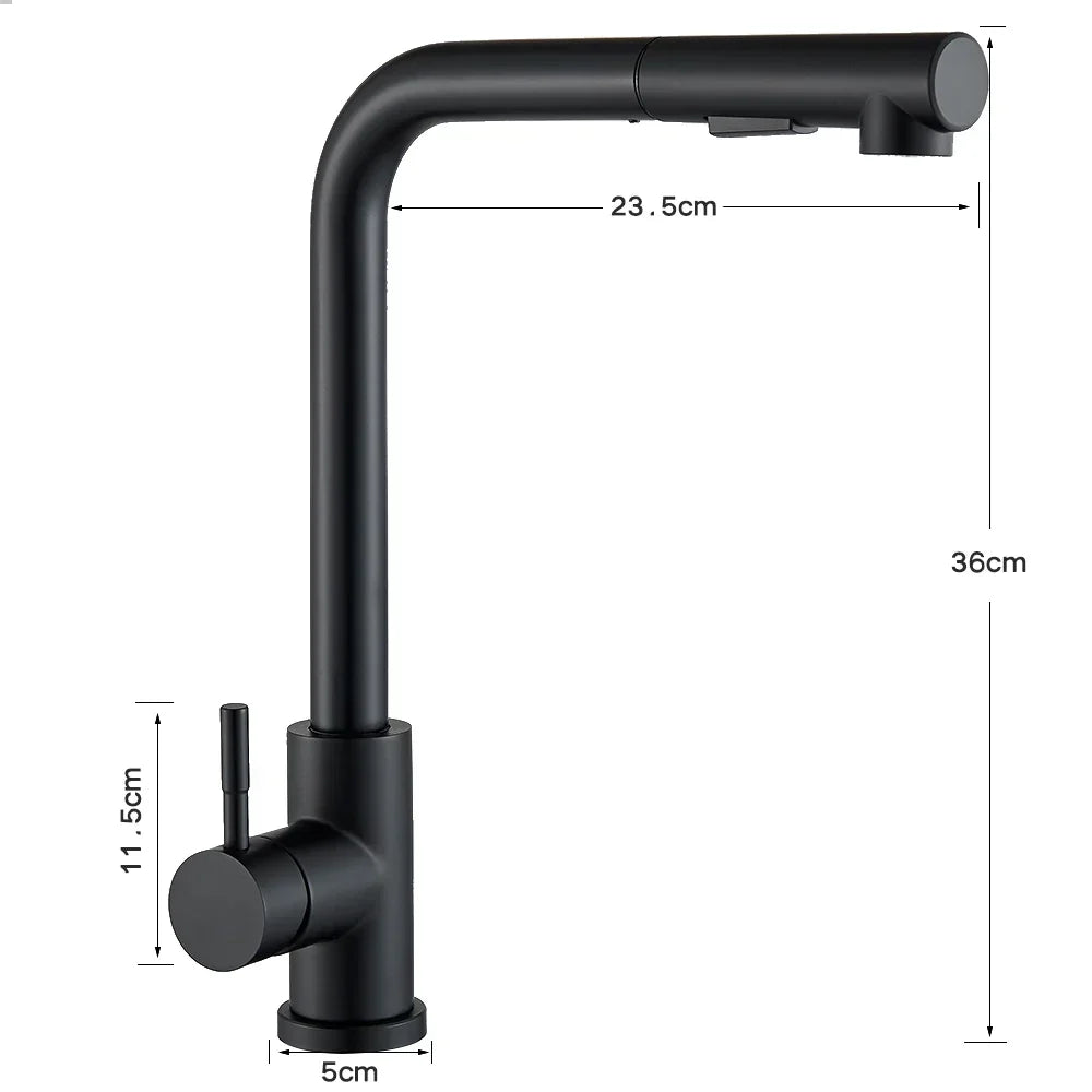 Pull-Out Kitchen Faucet Matte-Black 360° Swivel & Dual Spray