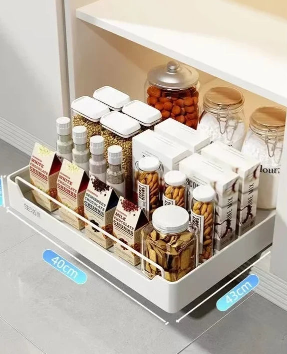 Pull-Out Kitchen Organizer Self-Adhesive Smooth & Quiet Rails