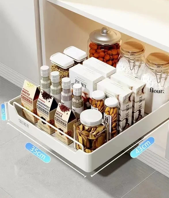 Pull-Out Kitchen Organizer Self-Adhesive Smooth & Quiet Rails