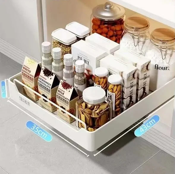 Pull-Out Kitchen Organizer Self-Adhesive Smooth & Quiet Rails