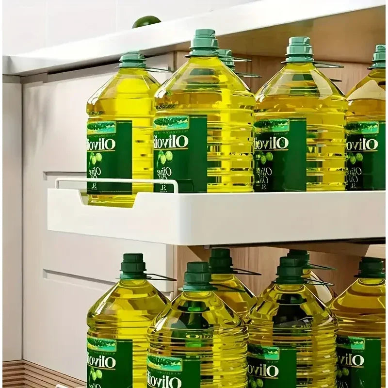 Pull-Out Kitchen Organizer Self-Adhesive Smooth & Quiet Rails