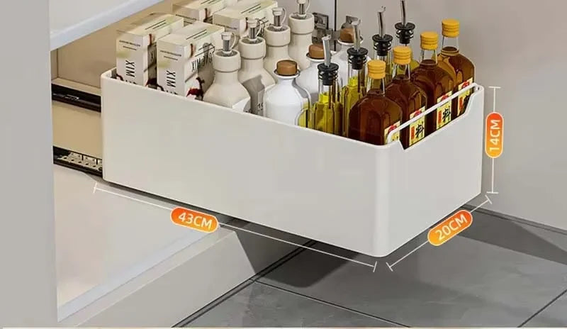 Pull-Out Kitchen Organizer Self-Adhesive Smooth & Quiet Rails