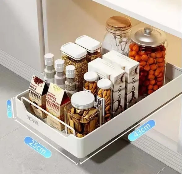 Pull-Out Kitchen Organizer Self-Adhesive Smooth & Quiet Rails