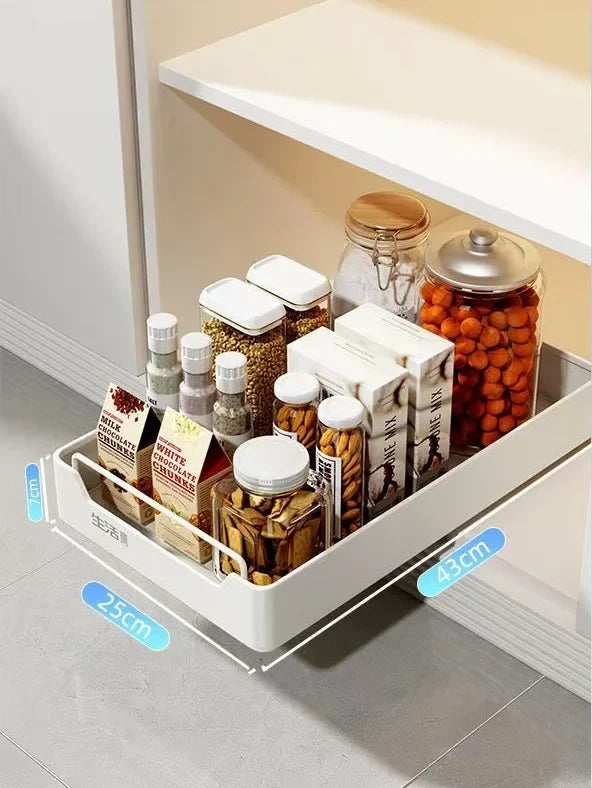 Pull-Out Kitchen Organizer Self-Adhesive Smooth & Quiet Rails
