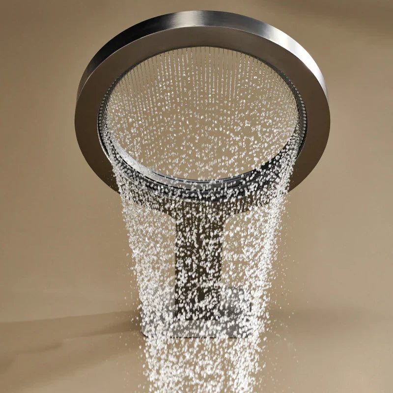 Rain Shower Faucet Set Solid Brass Wall-Mount Round Head