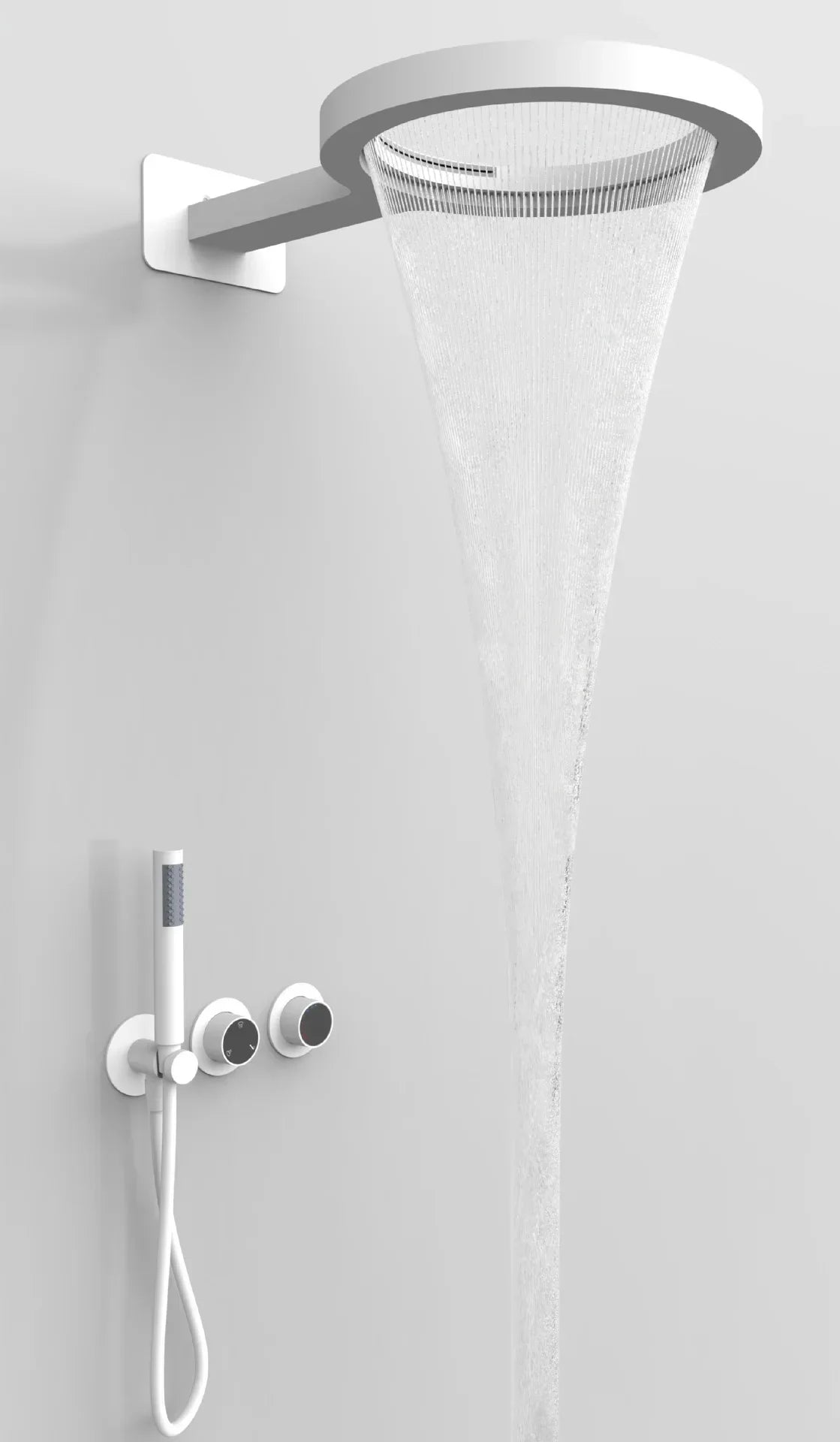 Rain Shower Faucet Set Solid Brass Wall-Mount Round Head