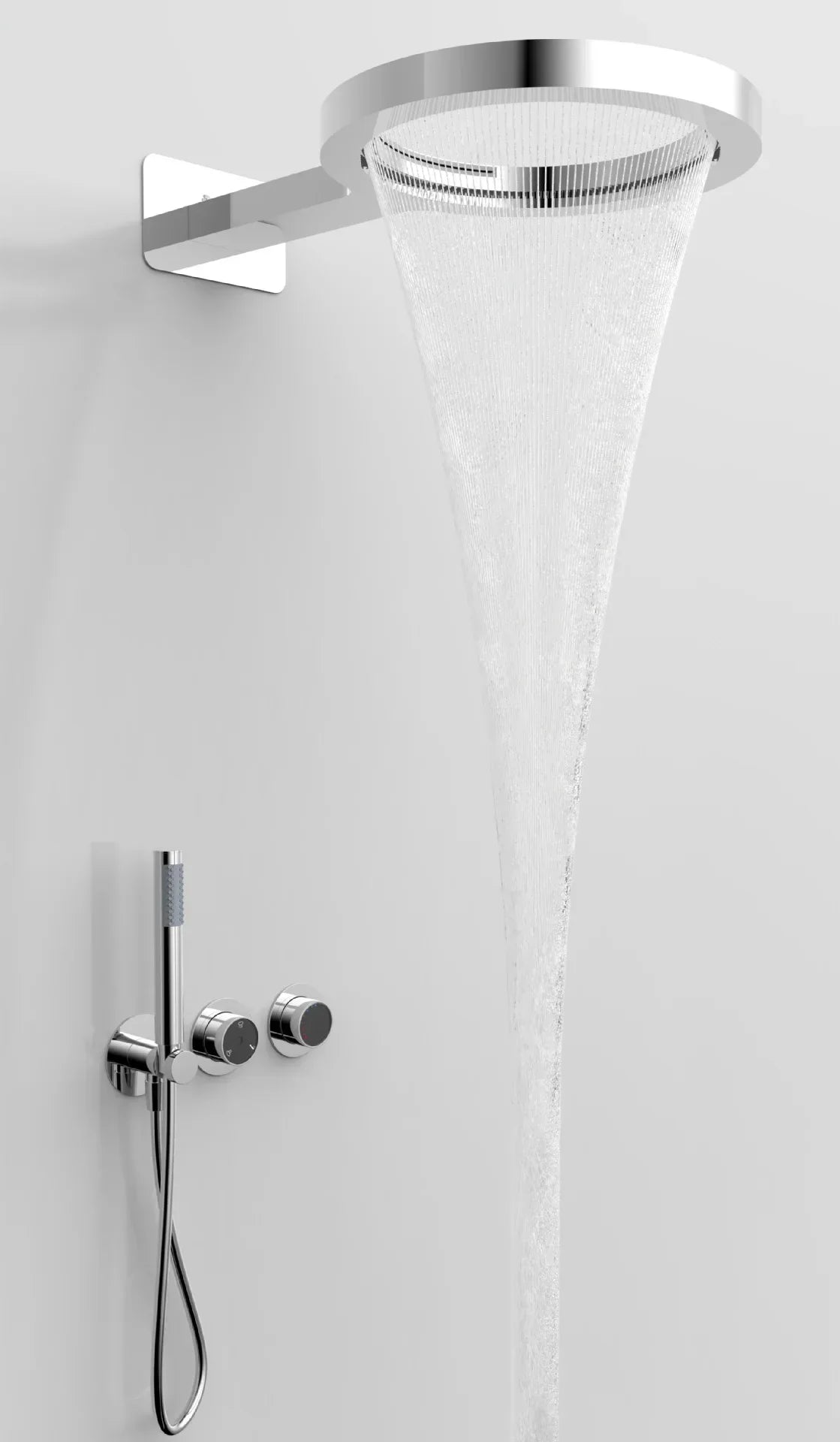 Rain Shower Faucet Set Solid Brass Wall-Mount Round Head