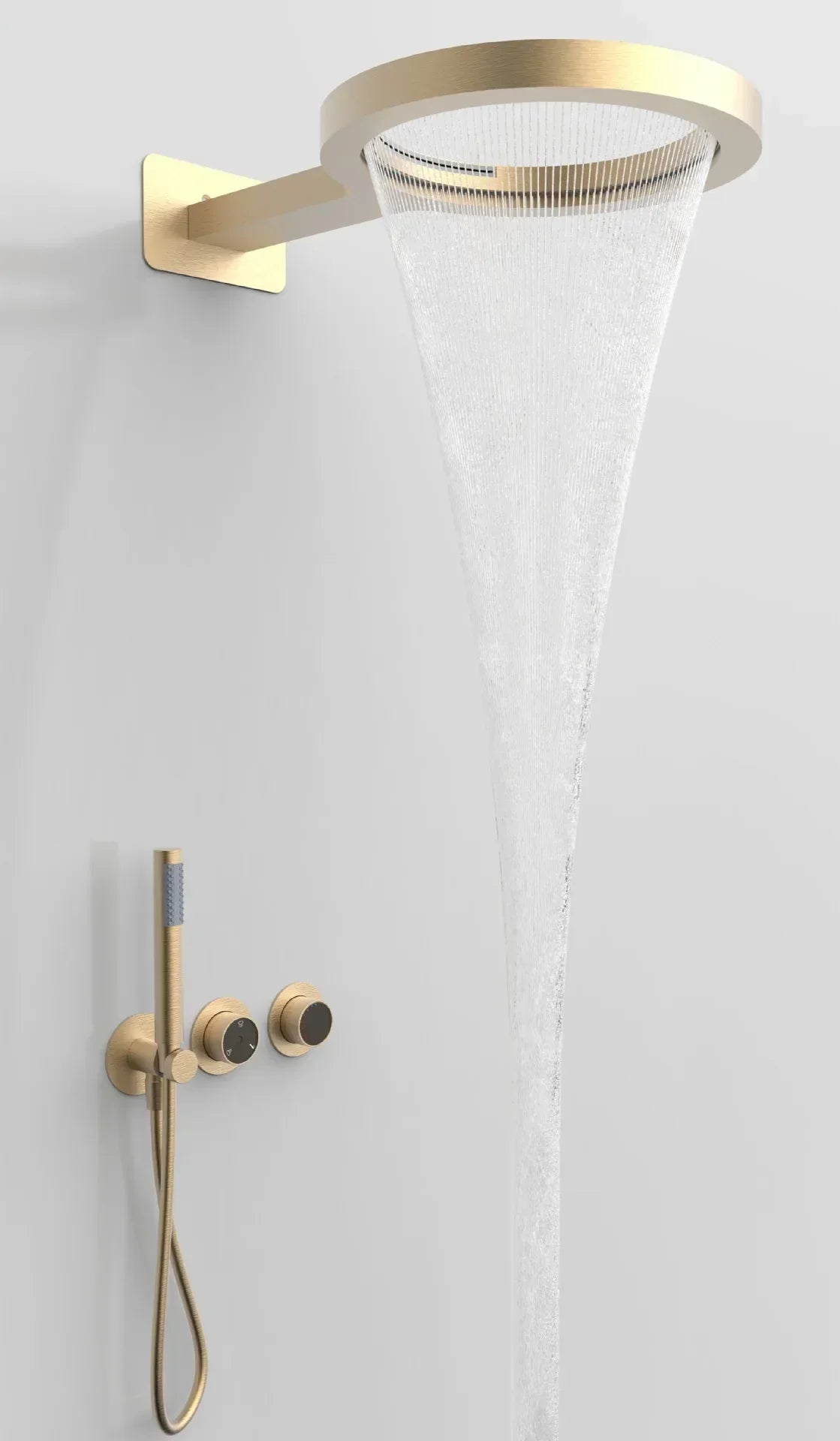 Rain Shower Faucet Set Solid Brass Wall-Mount Round Head