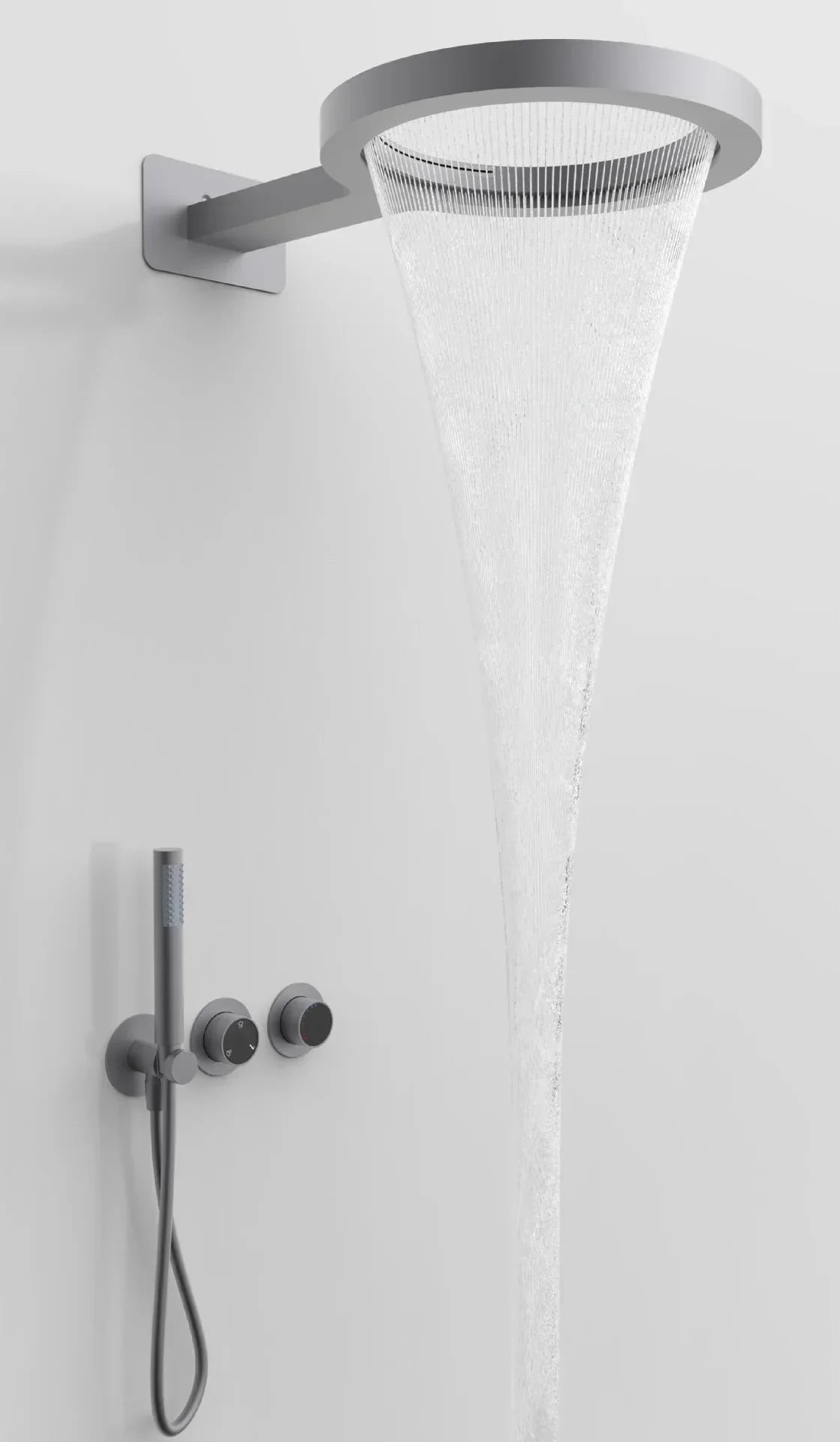 Rain Shower Faucet Set Solid Brass Wall-Mount Round Head