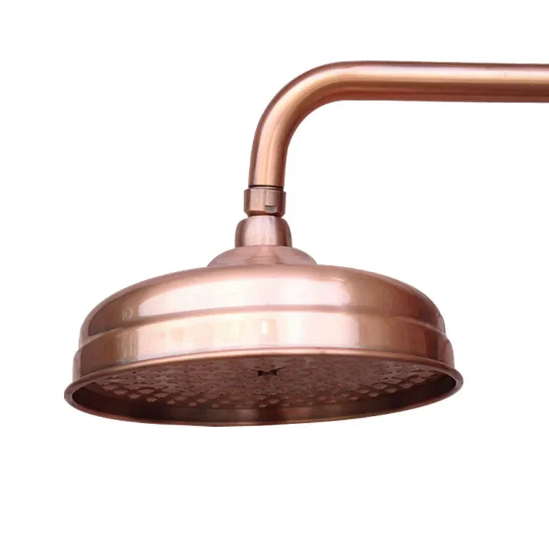 Rain Shower Head 8-Inch Solid Brass Antique Red Copper