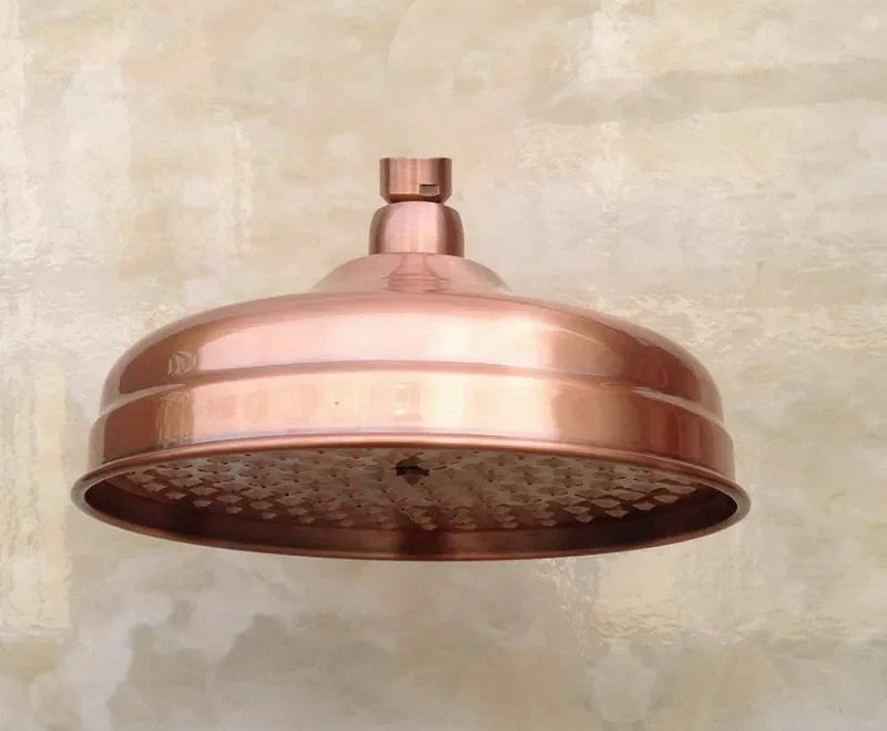 Rain Shower Head 8-Inch Solid Brass Antique Red Copper