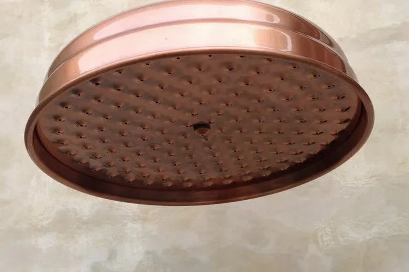 Rain Shower Head 8-Inch Solid Brass Antique Red Copper