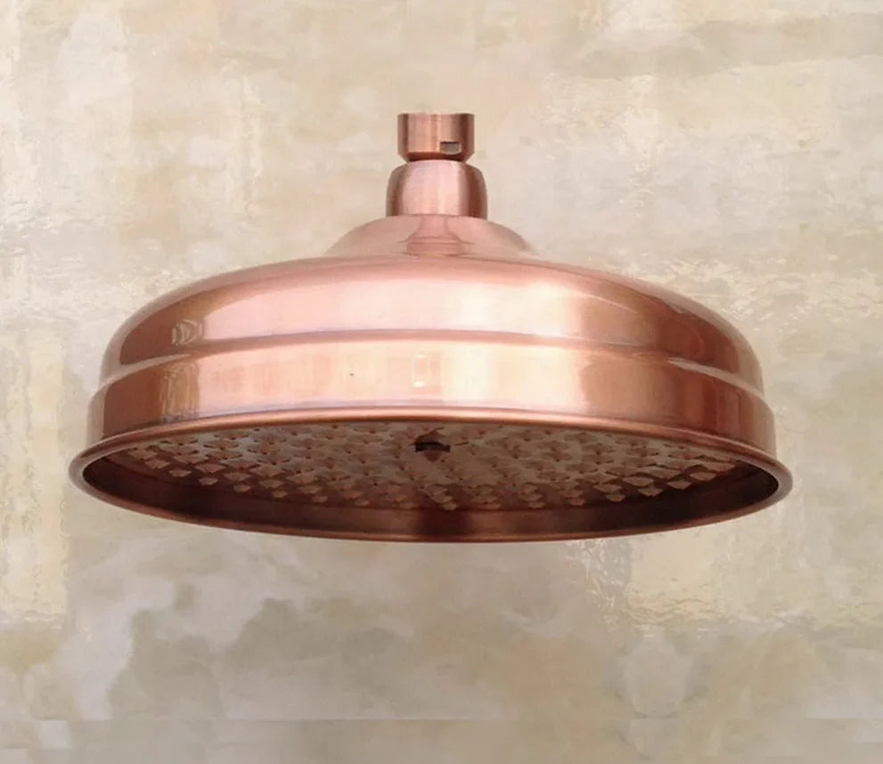 Rain Shower Head 8-Inch Solid Brass Antique Red Copper